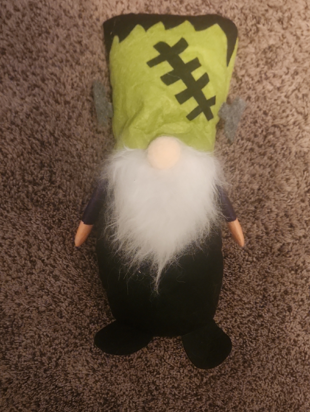 Halloween Frankenstein Gnome Plush - Green & Black